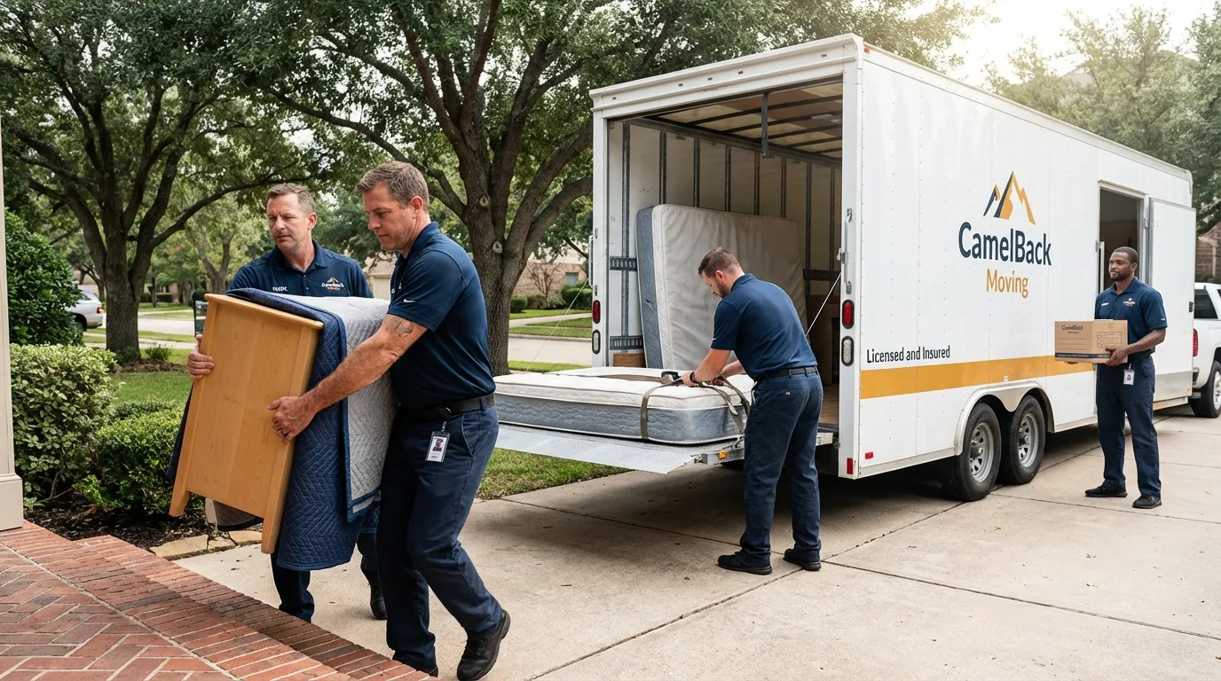 Crew loading residential truck for cross-state move from Ridgewood, NY