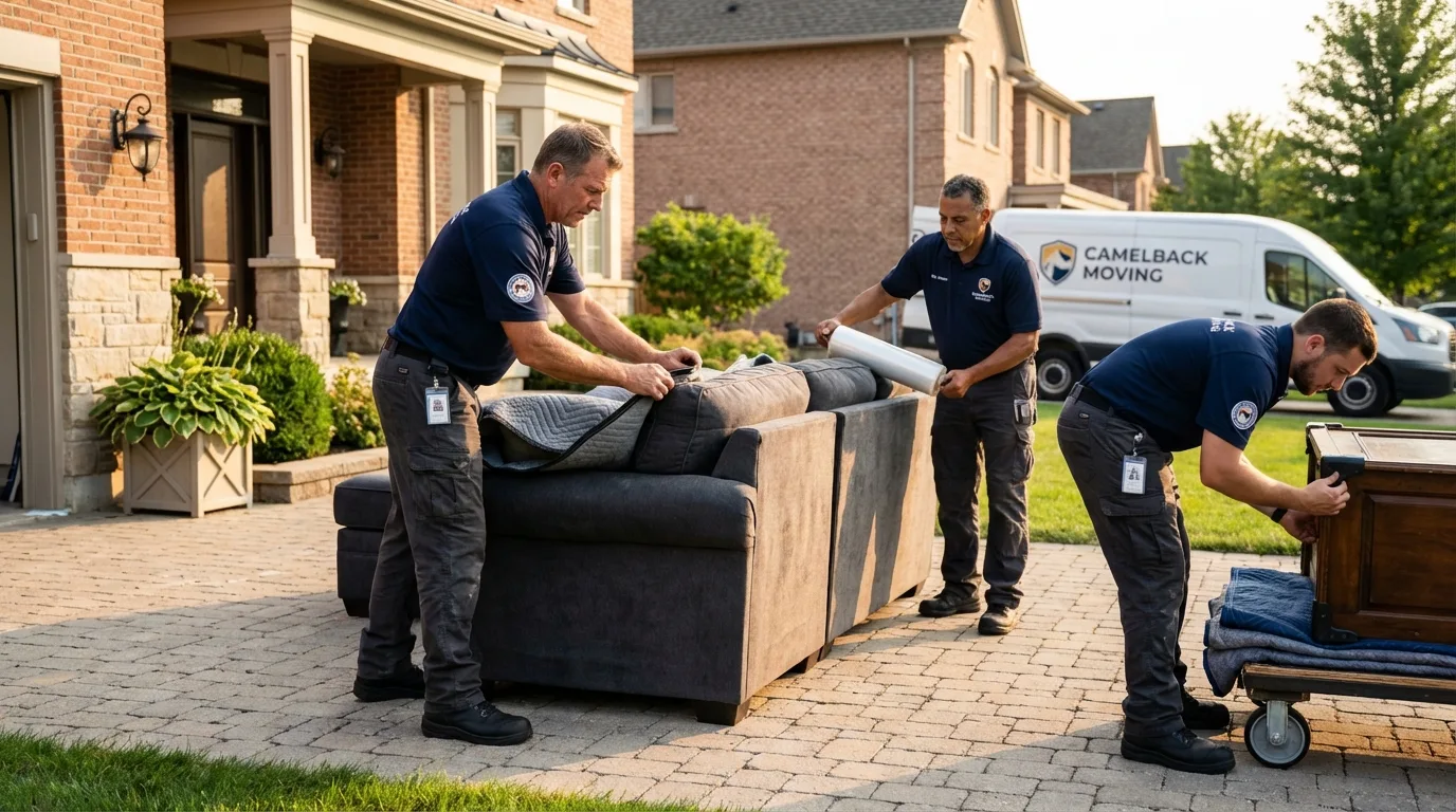 Large estate moving crew wrapping furniture in Ridgewood, NY