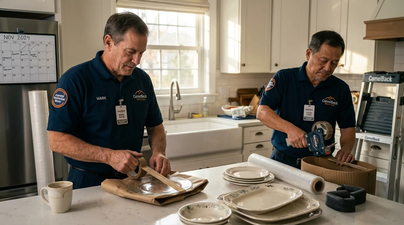 Professional crew packing kitchen dishware in Ridgewood, NY